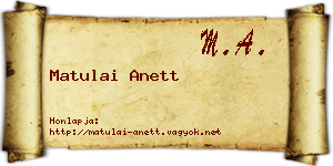 Matulai Anett névjegykártya